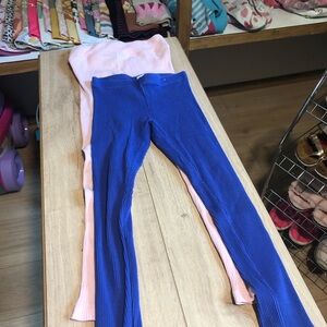 Kids Ribbed Leggings Set - Blue and Pink